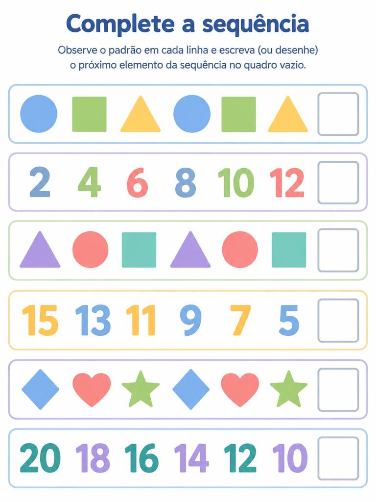 Página de atividade: Complete a sequência