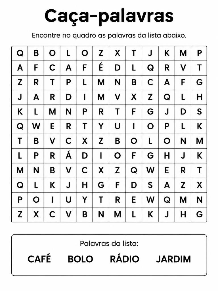 Página de atividade: Caça-palavras